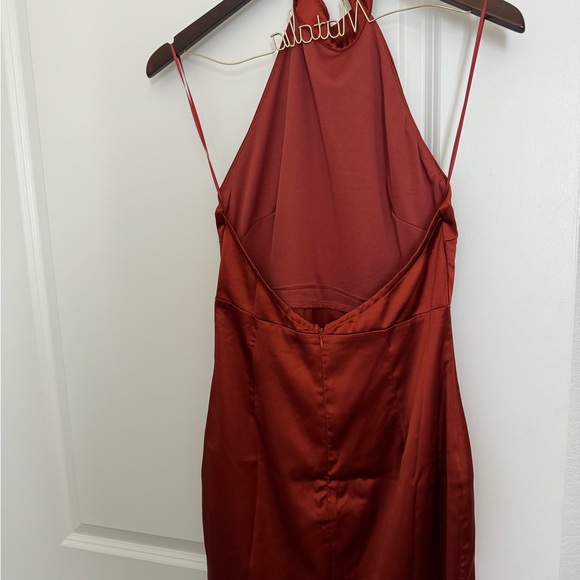 VICI DRESS NEW SIZE MEDIUM rust/burnt orange mini dress halter satin - Picture 5 of 6